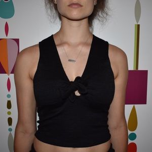 American Eagle black crop with tie